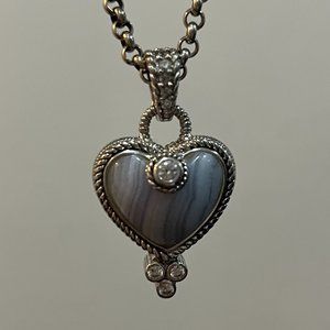 Judith Ripka Blue Lace Agate Heart Pendant